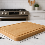 Tábua de Corte Bambu Natural 35x25cm com Canaleta