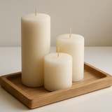 Kit 3 Velas Decorativas com Bandeja de Madeira