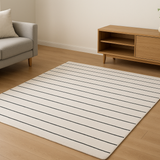 Tapete Listrado Branco e Preto Algodão 120x180cm