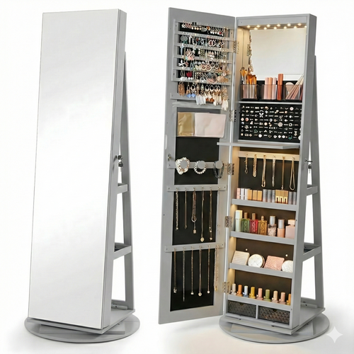 Espelho Porta Joias 360° com Organizador Interno