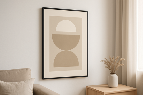 4 Quadro Decorativo Minimalista Geométrico com Moldura Preta