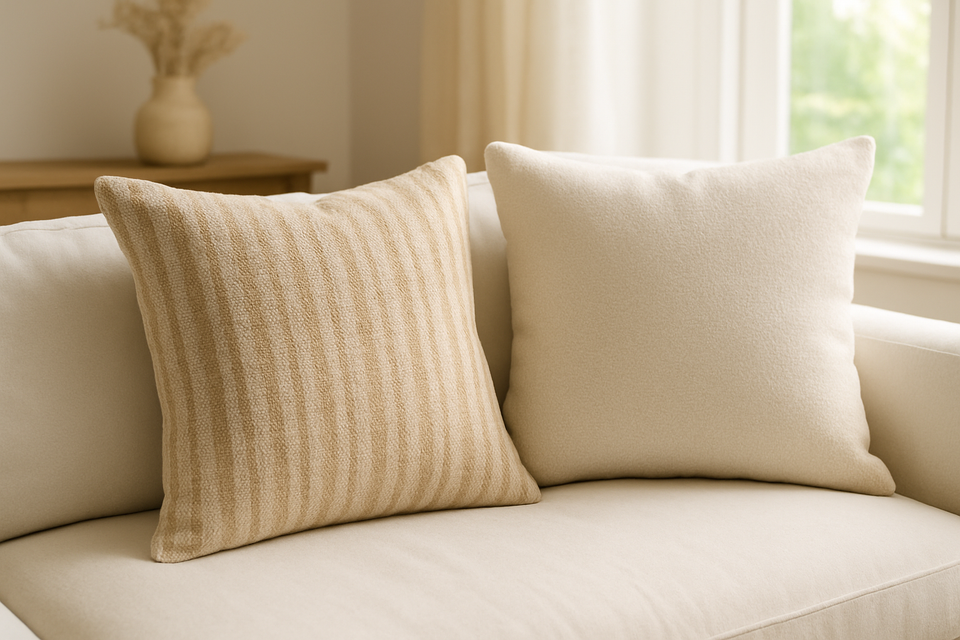 Kit 2 Almofadas Decorativas Texturizadas Bege e Creme