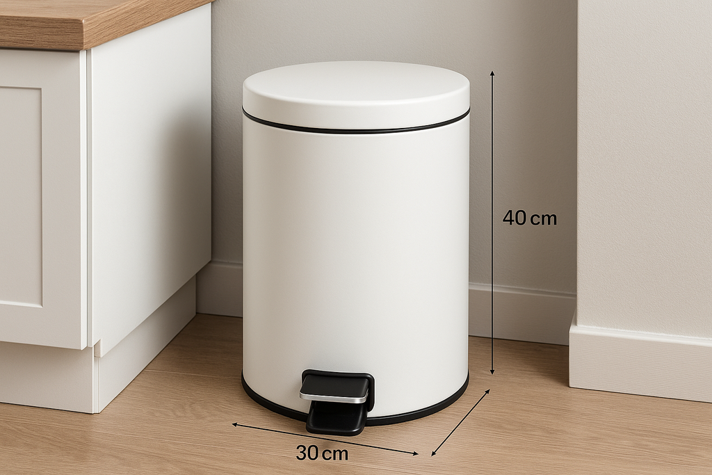 Lixeira com Pedal Metal Branca 12L Tampa Automática