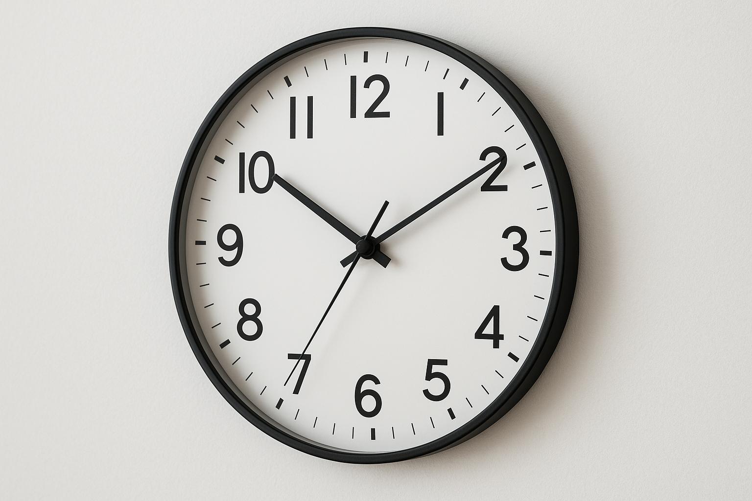 Relógio de Parede Minimalista Silencioso 30cm Branco e Preto