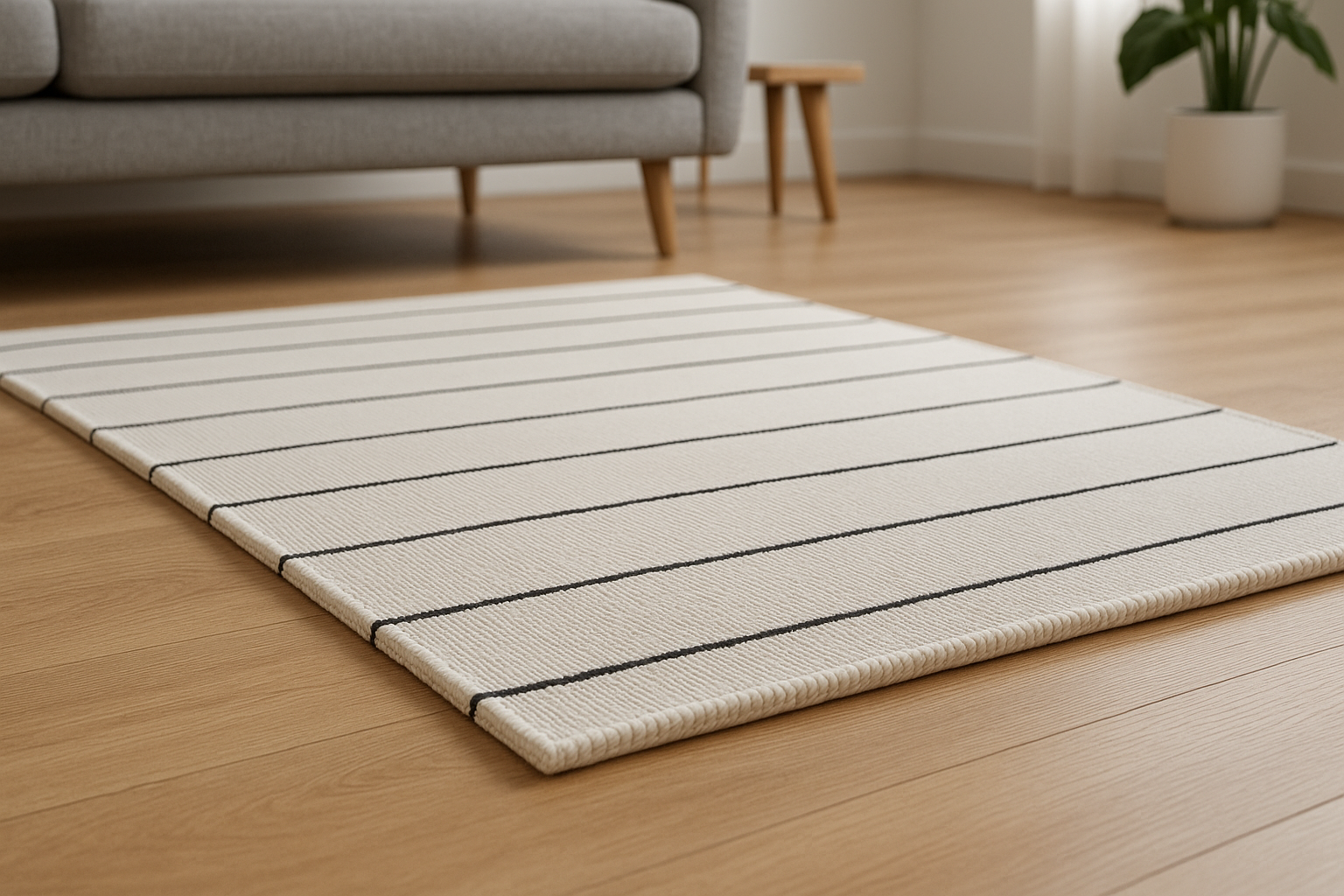 Tapete Listrado Branco e Preto Algodão 120x180cm