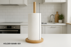 Suporte para Papel Toalha Bambu Vertical com Base Pesada 35cm